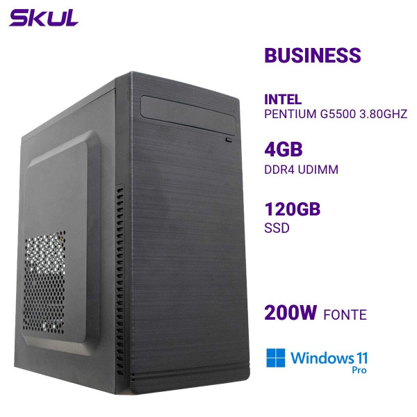 Computador Business B200 Dual Core G5500 3.80ghz Mem 4gb Ddr4 Ssd 120gb Fonte 200w Windows 11 Pro